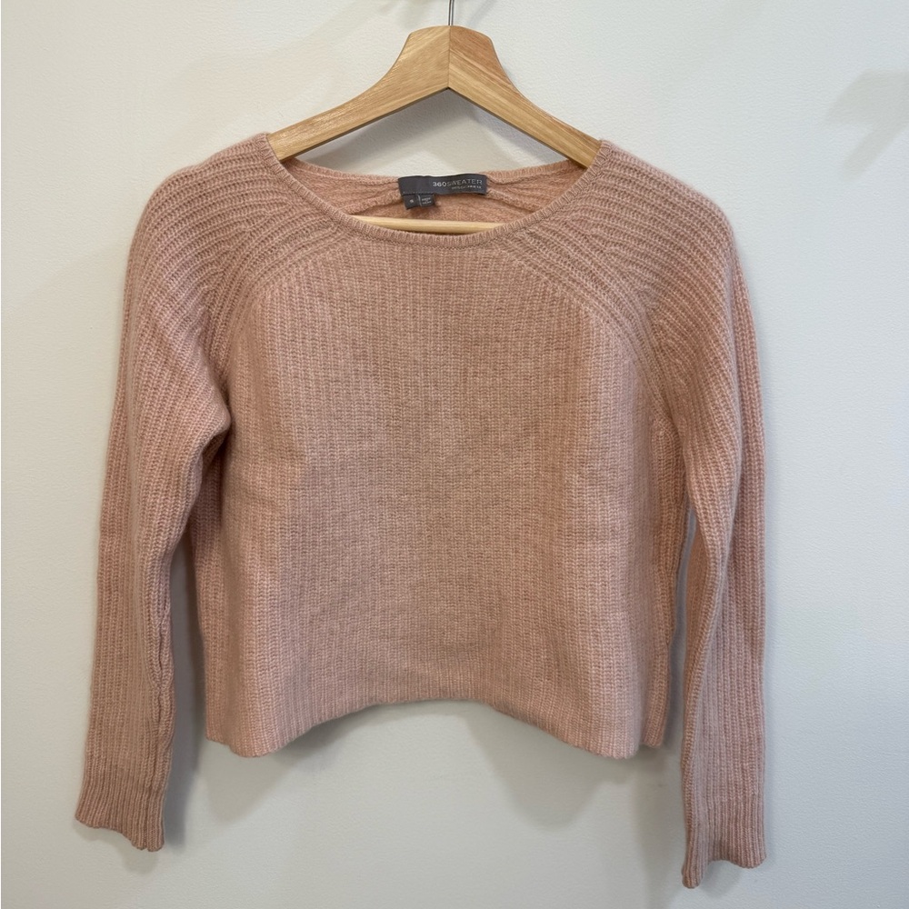 100% Cashmere Blush Pink Cropped Sweater Women’s Small 360 Sweater